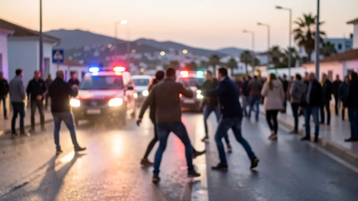 Generic image of a police intervention during a fight in Arrecife at dawn.