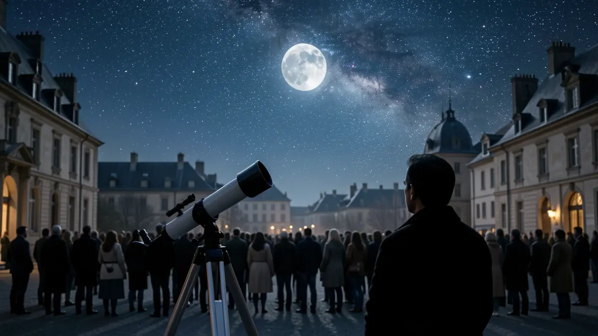 Imagen genérica de un telescopio observando la luna y las estrellas.