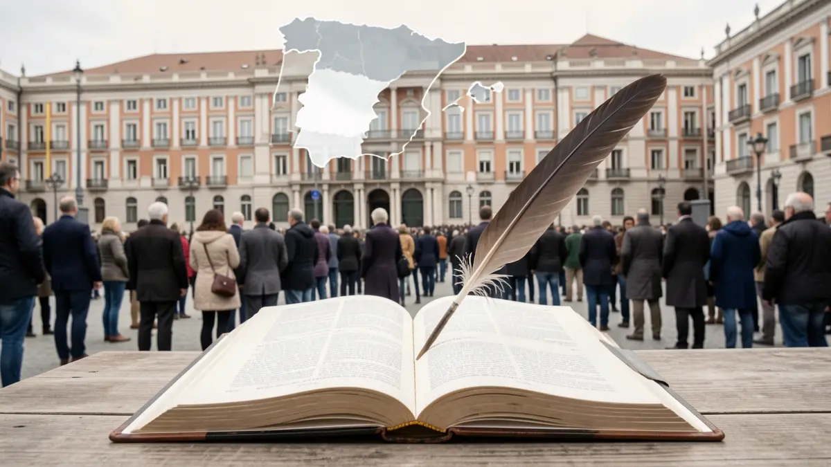 Generic image of an open book with a quill pen, representing the Spanish Constitution.