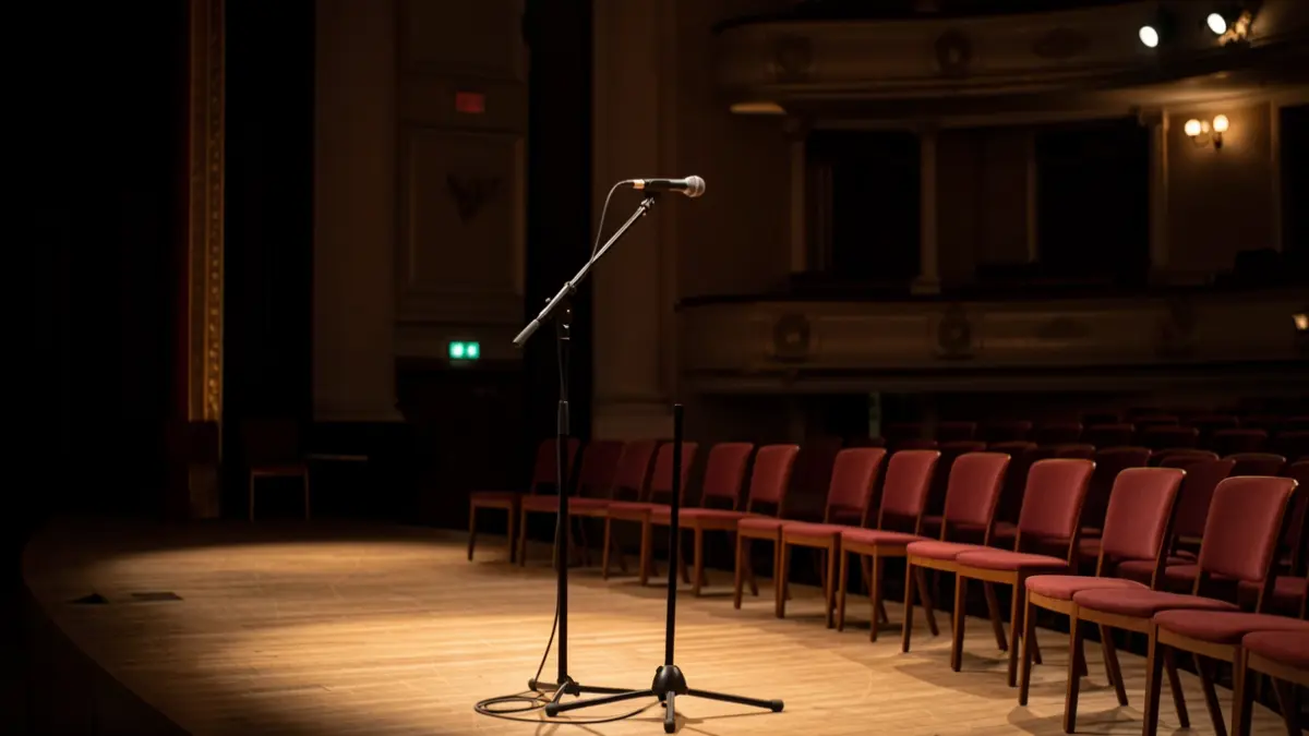 Generic image of an indoor stage for a musical performance.