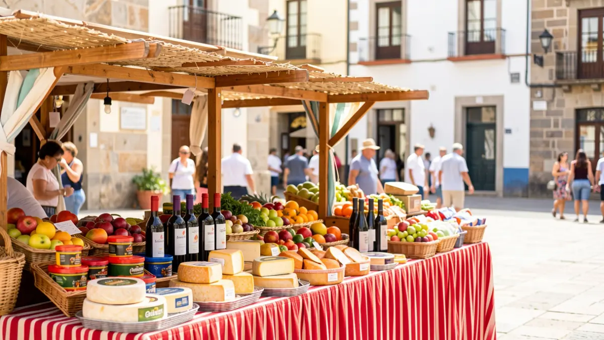 Promotional stand of La Aldea de San Nicolás at the Santa María de Guía Tourism Fair, showcasing local products.