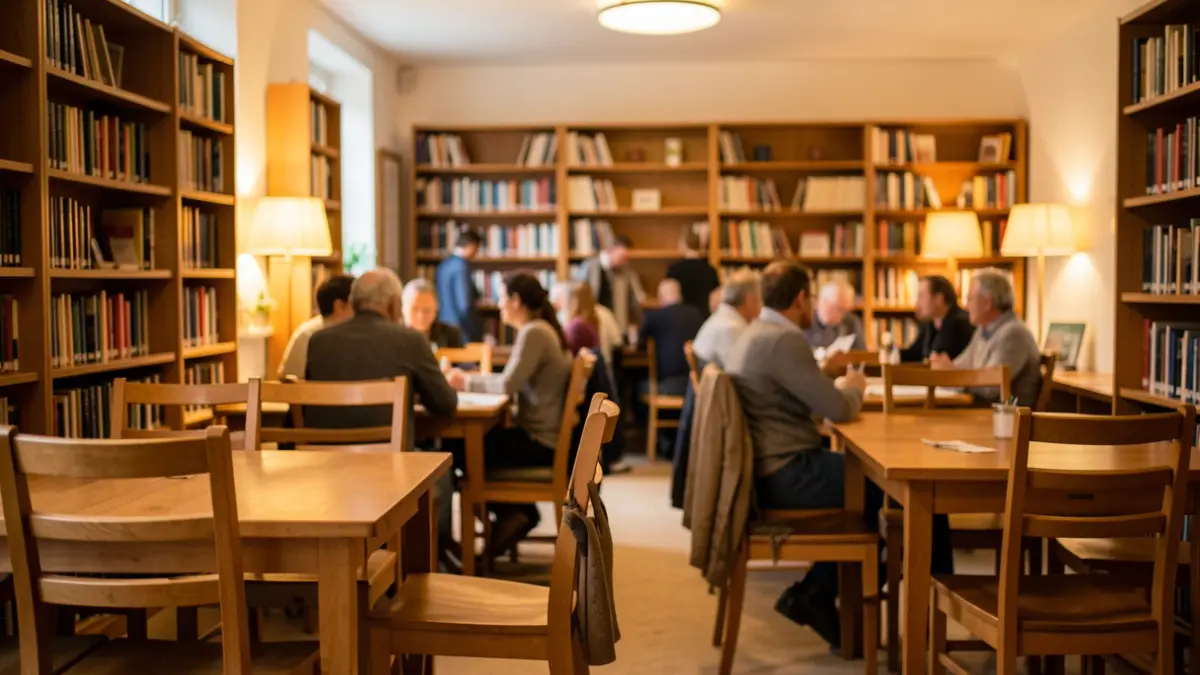 Generic image of a community meeting space with warm lighting.