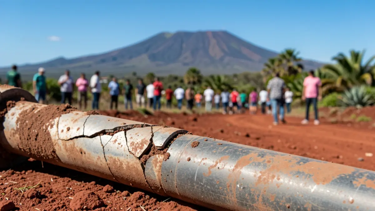 Image of a damaged irrigation pipe in La Gomera after storm Therese.
