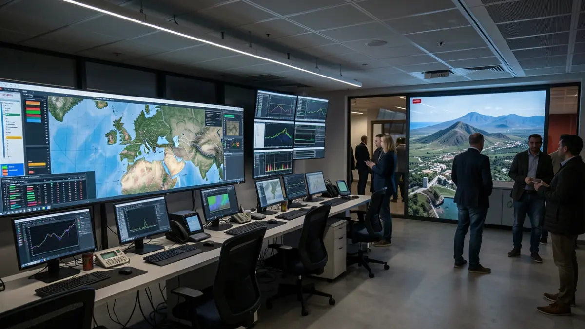Generic image of an emergency operations room with screens.