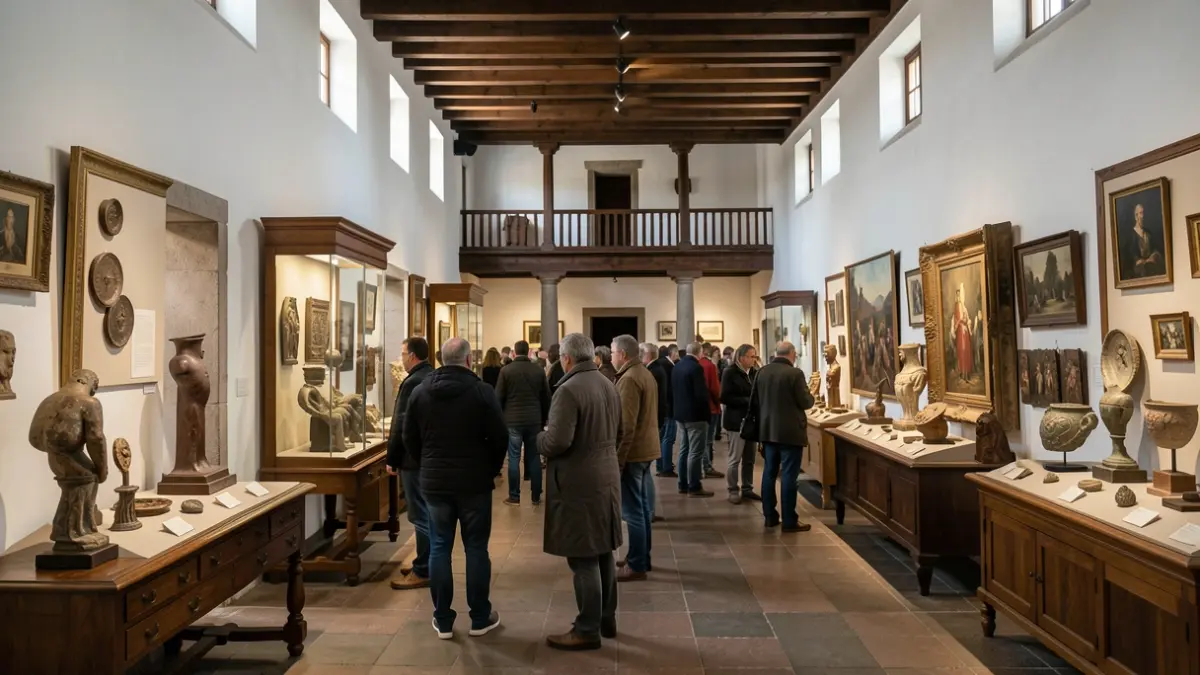 Interior del Museo de Historia y Antropología de Tenerife (Casa Lercaro) con exposiciones.