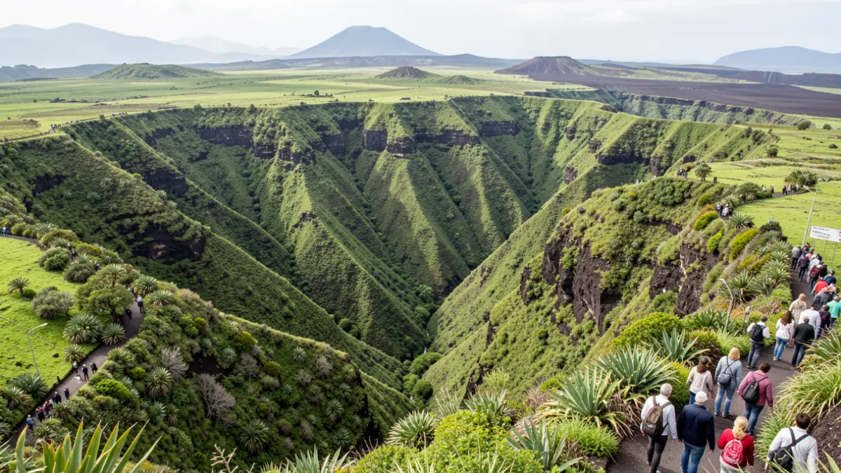 Paisaje natural de la isla de La Palma con vegetación subtropical y relieve volcánico.