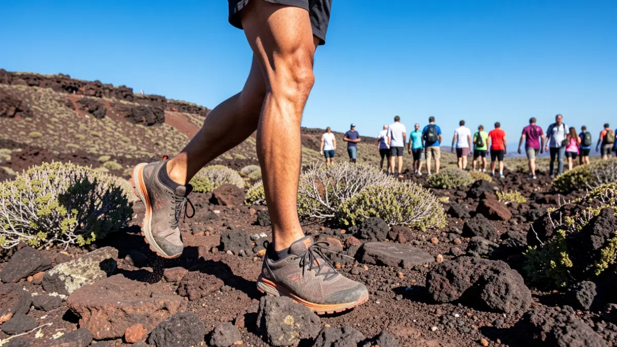 Imagen de corredores de trail running en un paisaje volcánico de Gran Canaria.