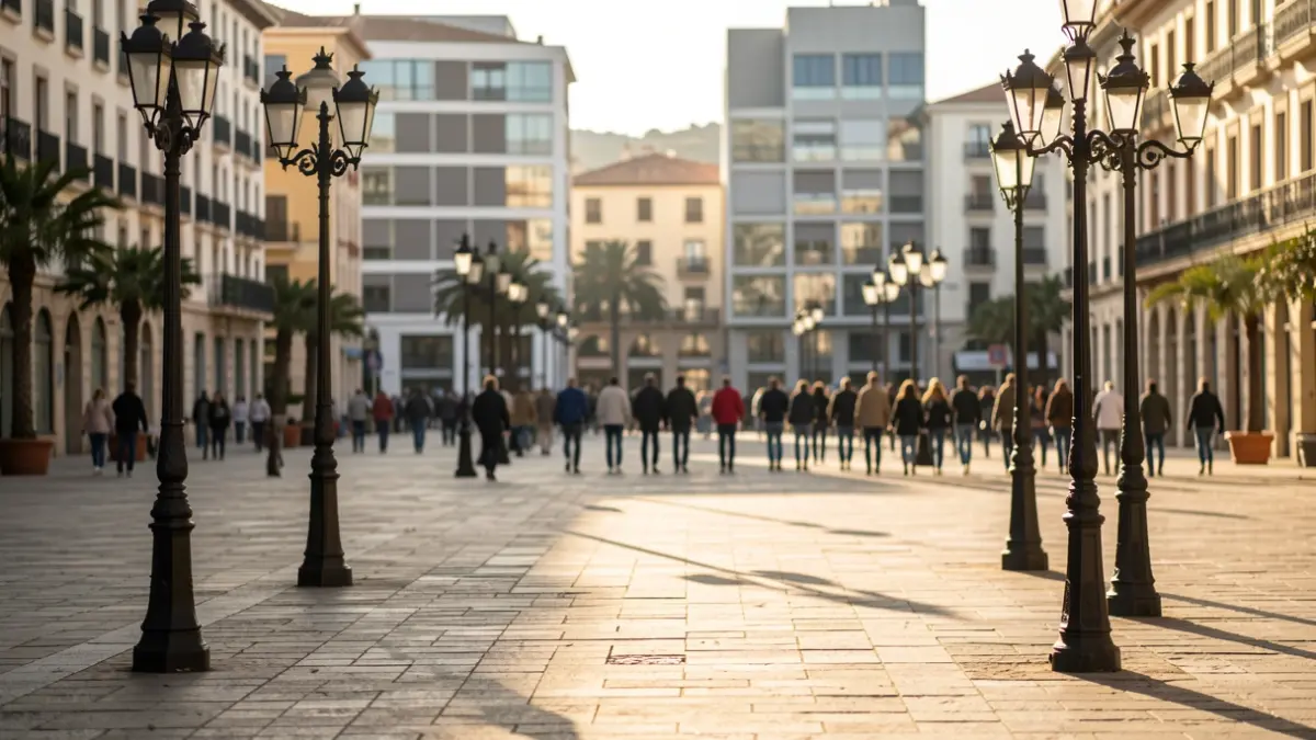 Generic image of a university square in Canarias at sunset.