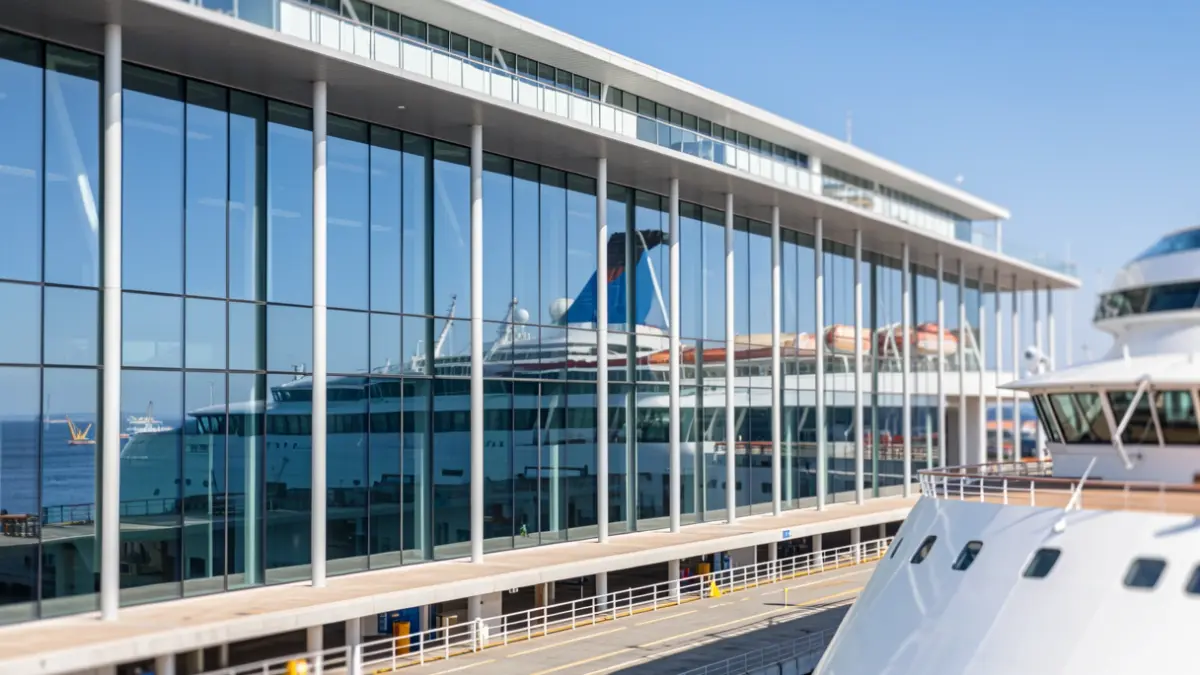 Imagen de la terminal de cruceros del Puerto de Las Palmas durante el evento Seatrade Cruise Med 2026.