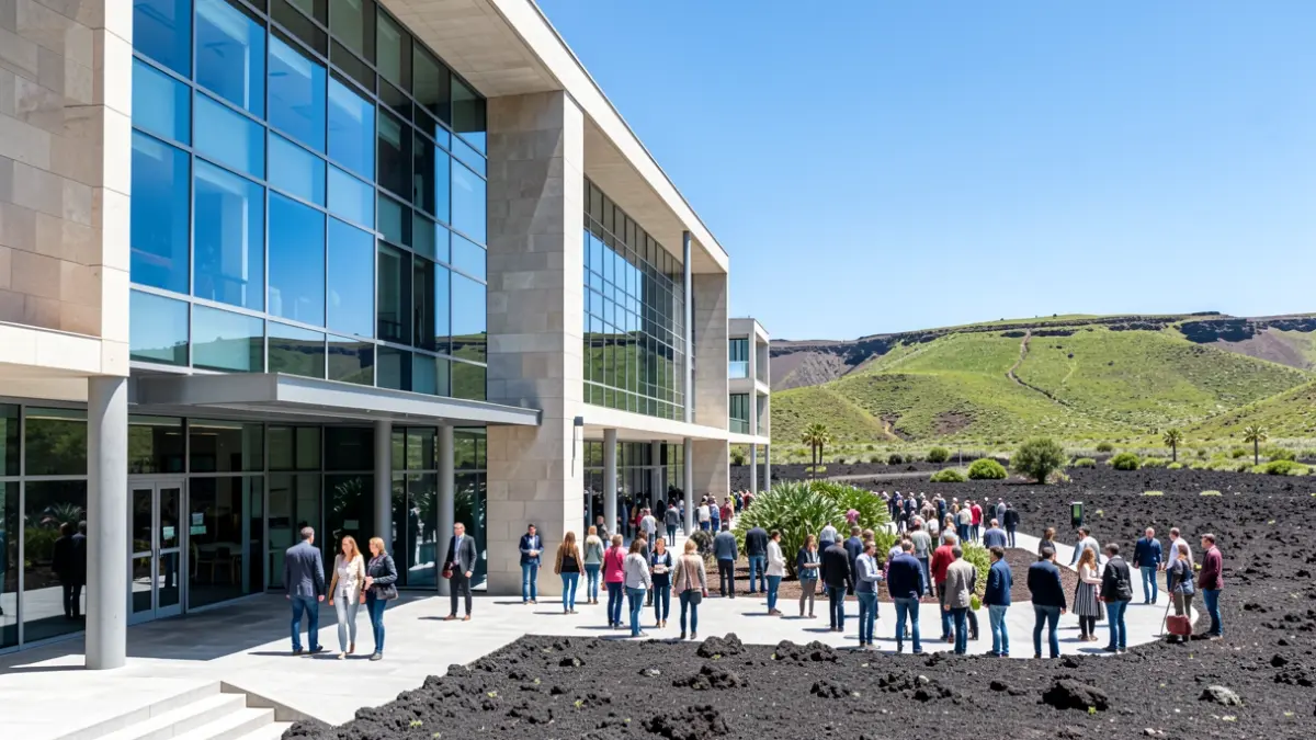 Imagen genérica de un edificio universitario moderno en un entorno canario.