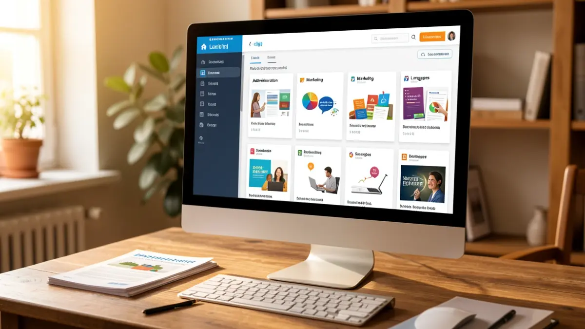 Imagen genérica de una plataforma de formación online con cursos disponibles.