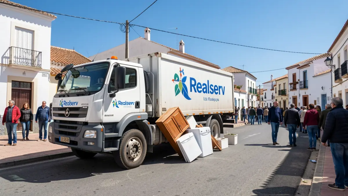 Municipal truck from Realserv collecting bulky waste in Los Realejos.