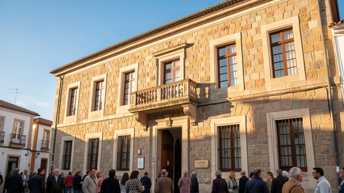 Facade of a Canarian town hall with traditional architecture, balcony, and afternoon light.