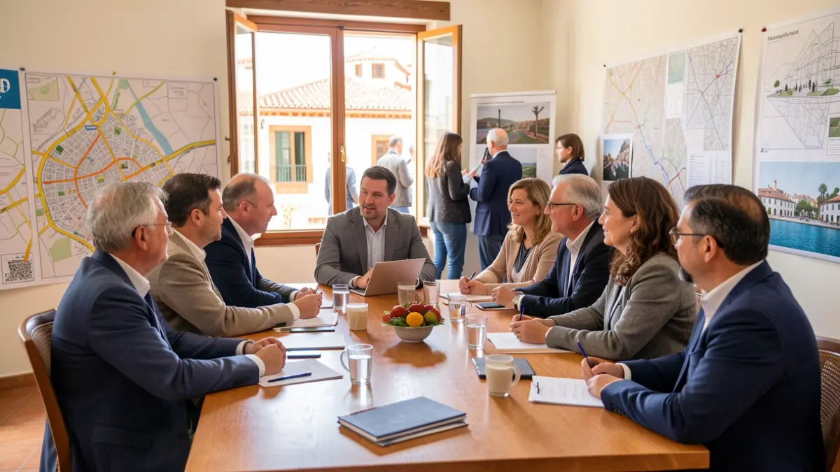 Image of an urban mobility roundtable discussion with professionals and citizens.