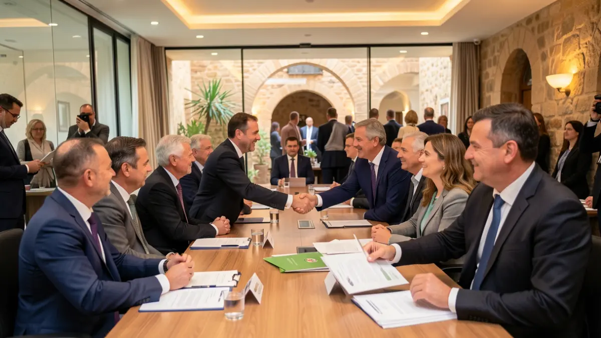 Delegación mauritana reunida con representantes de municipios canarios.