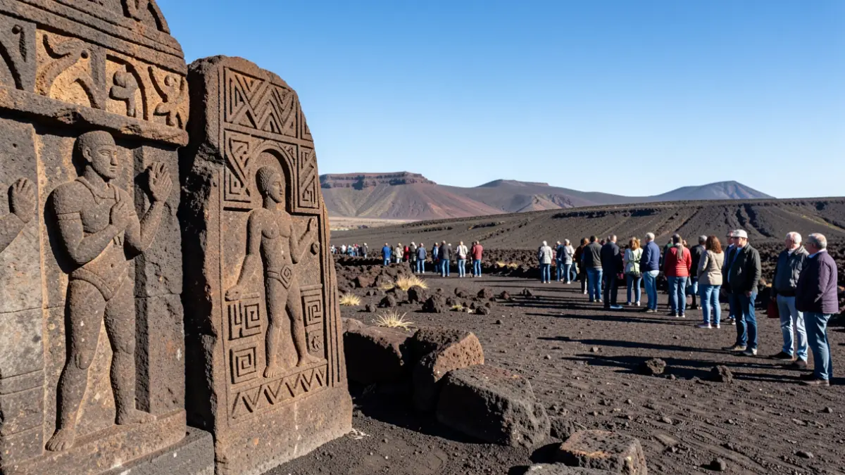 Imagen de grabados aborígenes canarios en Fuerteventura.