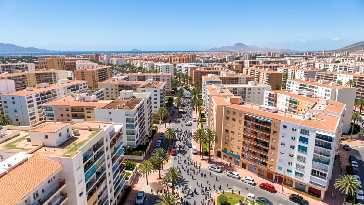 Vista aérea de bloques de viviendas en Las Palmas de Gran Canaria, algunas en proceso de rehabilitación.