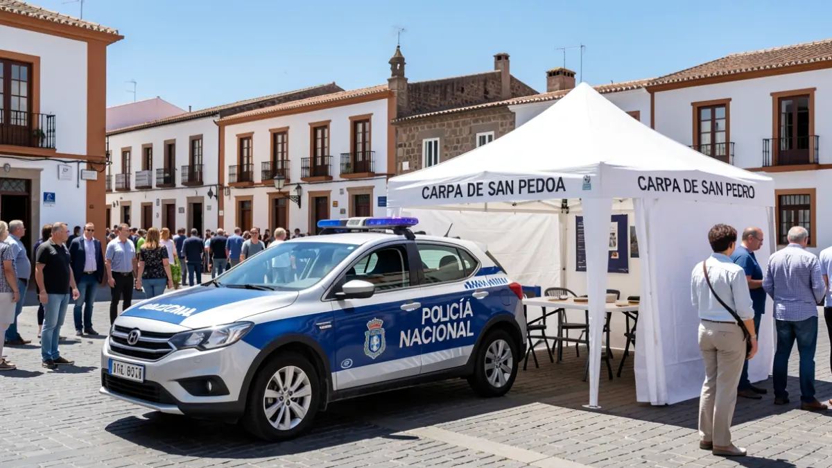 Mobile unit of the National Police at the San Pedro tent for DNI and Passport issuance.
