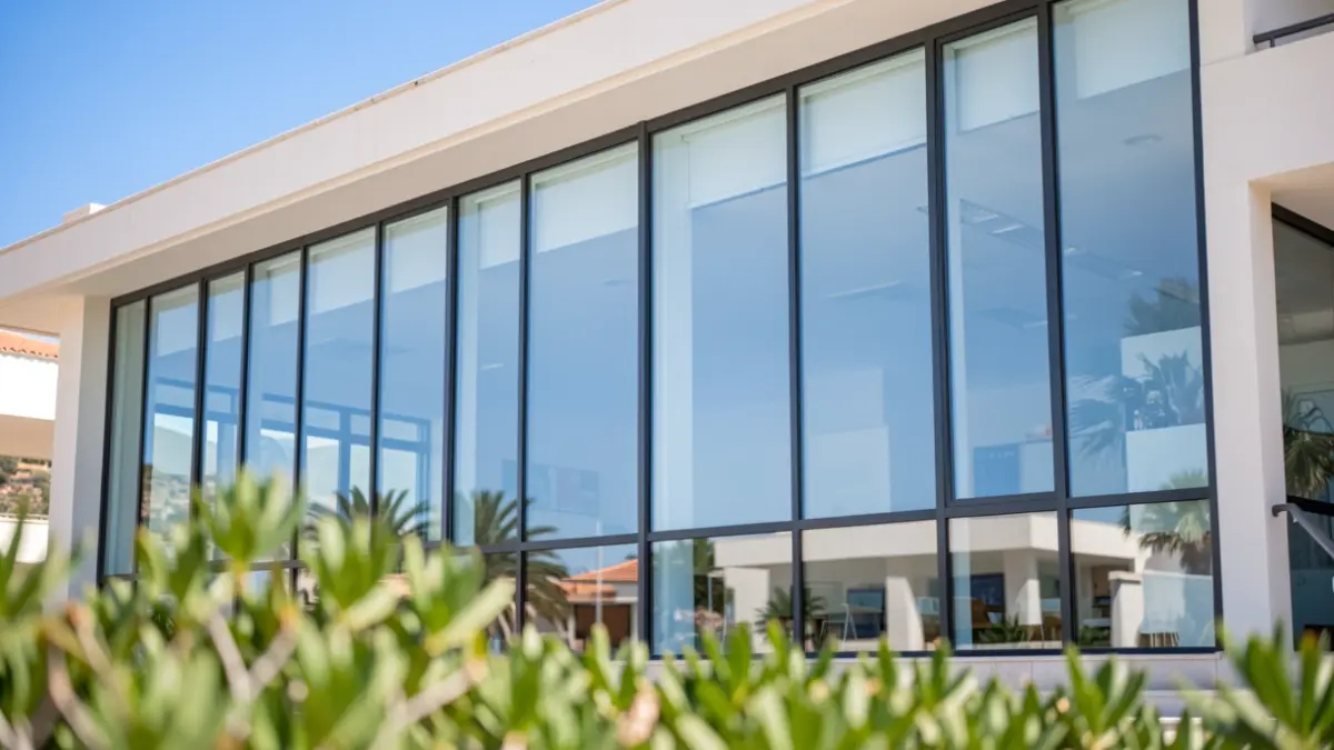 Facade of a modern institutional building in Fuerteventura.