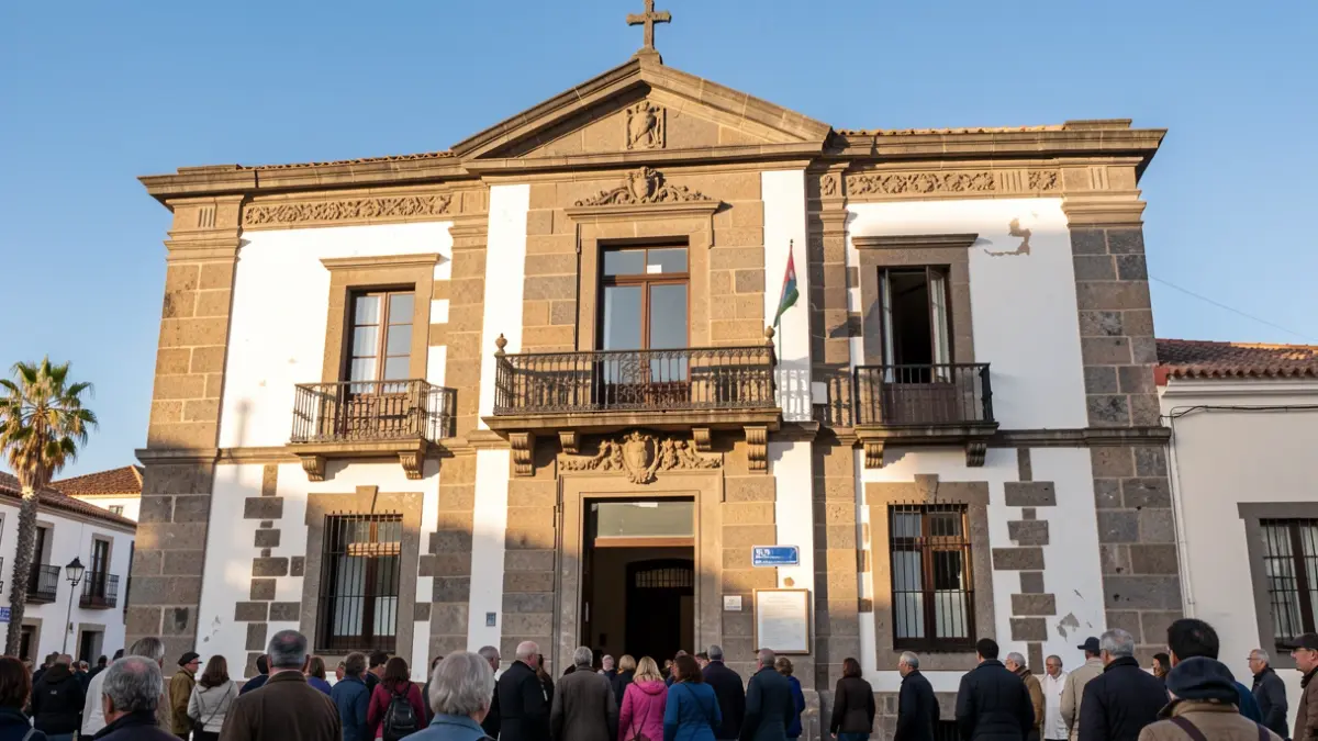Facade of the San Sebastián de La Gomera Town Hall in the afternoon light.