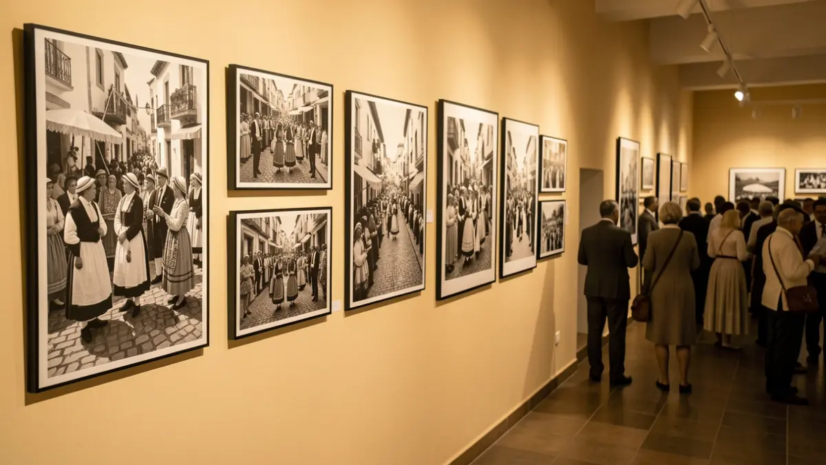 Vintage photographs of the Tacoronte Cristo Festivities displayed at the House of Culture.