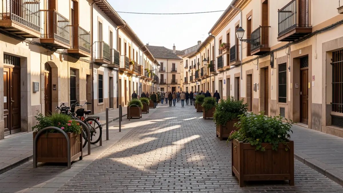 Imagen genérica de una calle peatonal en una ciudad española con arquitectura tradicional.
