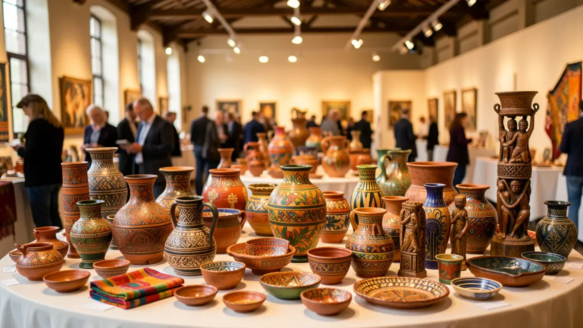 Imagen genérica de una feria de artesanía con objetos de diferentes continentes.