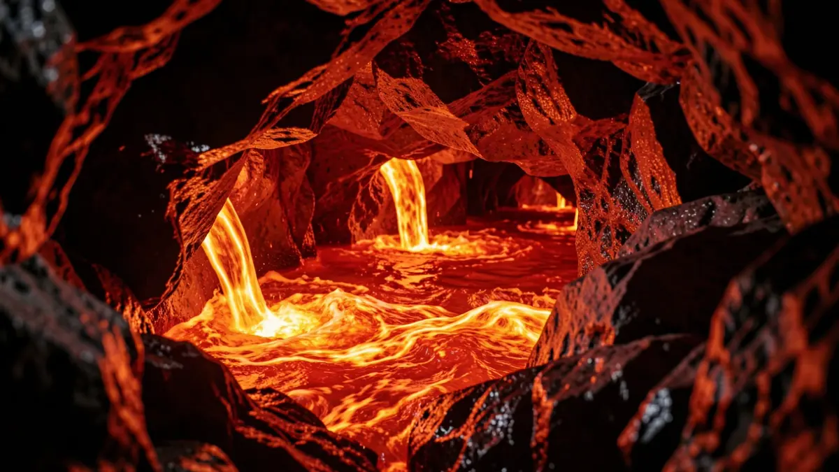 Visual representation of hot water and high pressure at great depth, indicating geothermal potential.