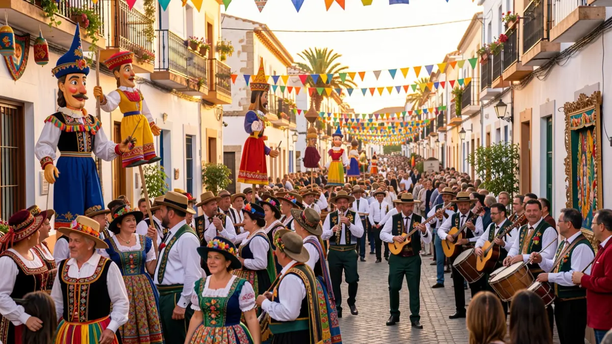 Imagen de una fiesta tradicional canaria en Teror con papagüevos y música.