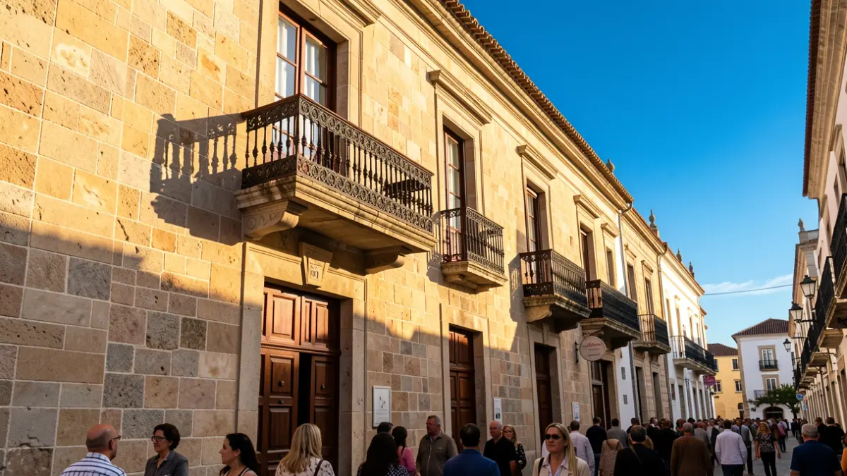 Facade of a Canarian town hall with traditional architecture.