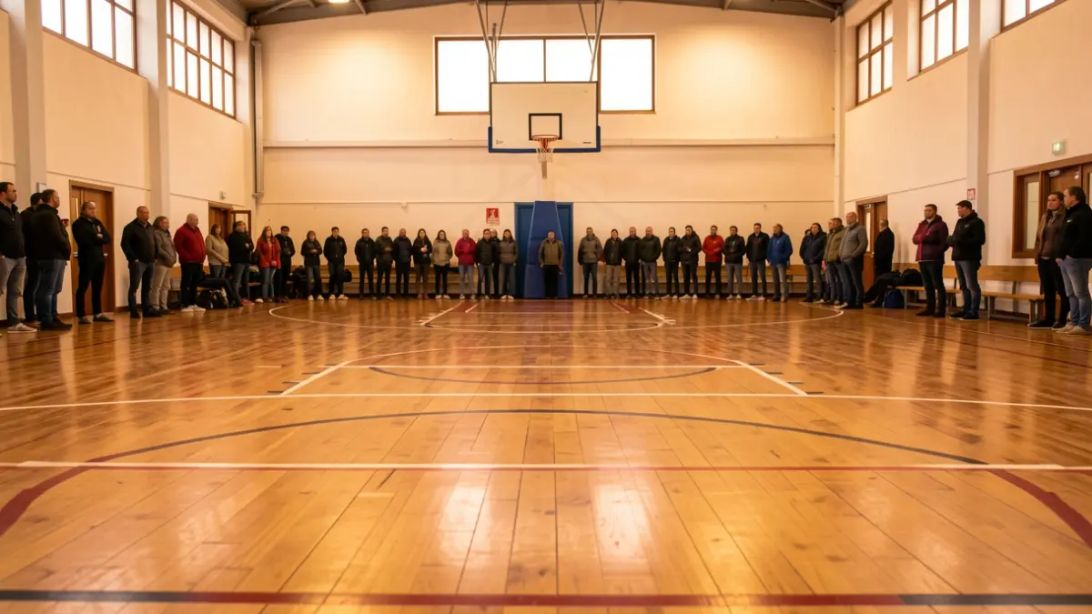 Pista de baloncesto vacía en el Pabellón Municipal de Tinajo, Lanzarote.