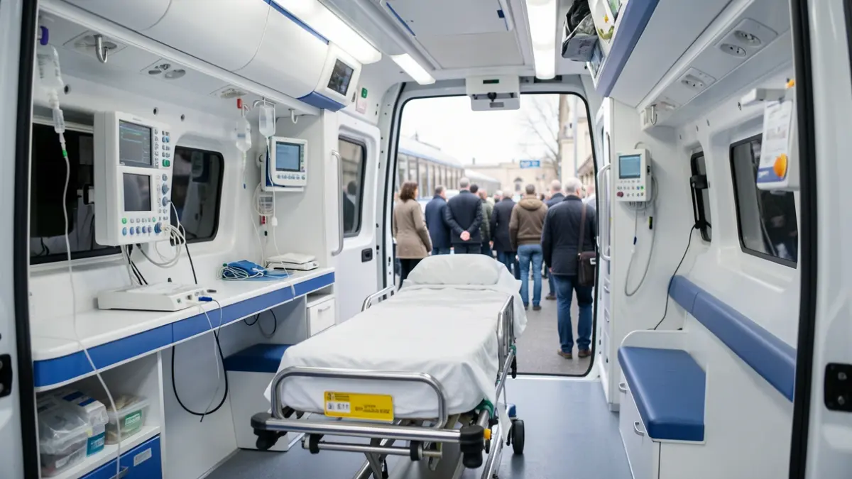 Imagen genérica del interior de una ambulancia con equipamiento médico.