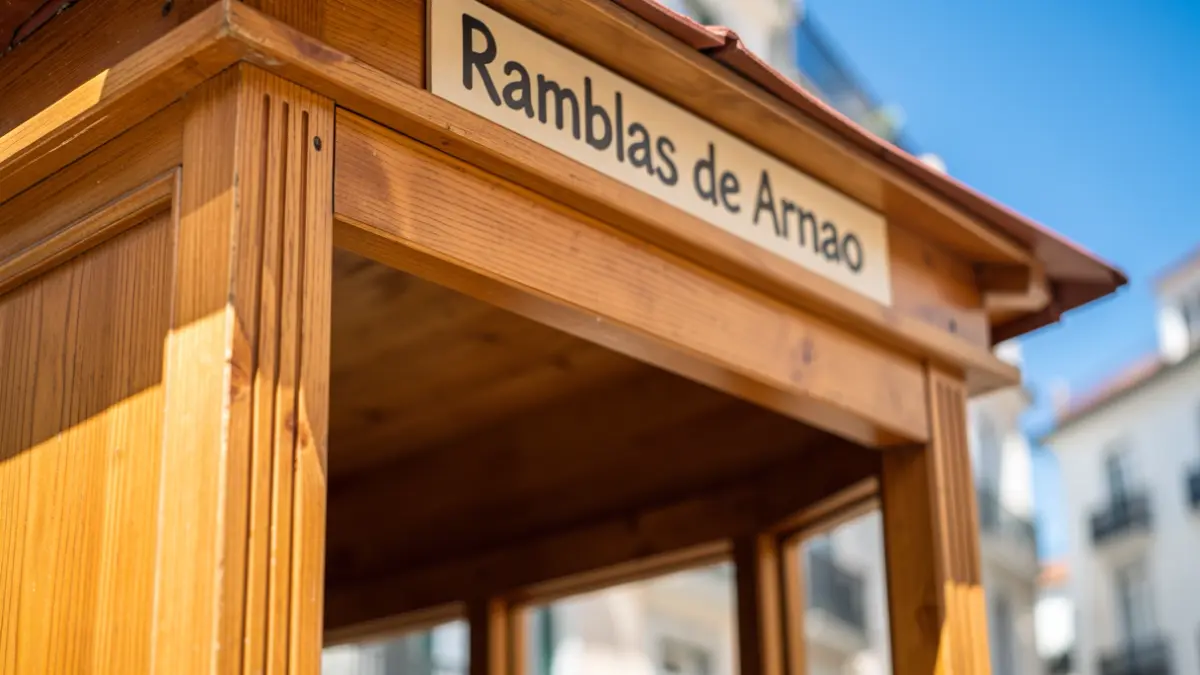 Imagen genérica de un quiosco vacío en las Ramblas de Arnao, Telde, con luz solar.