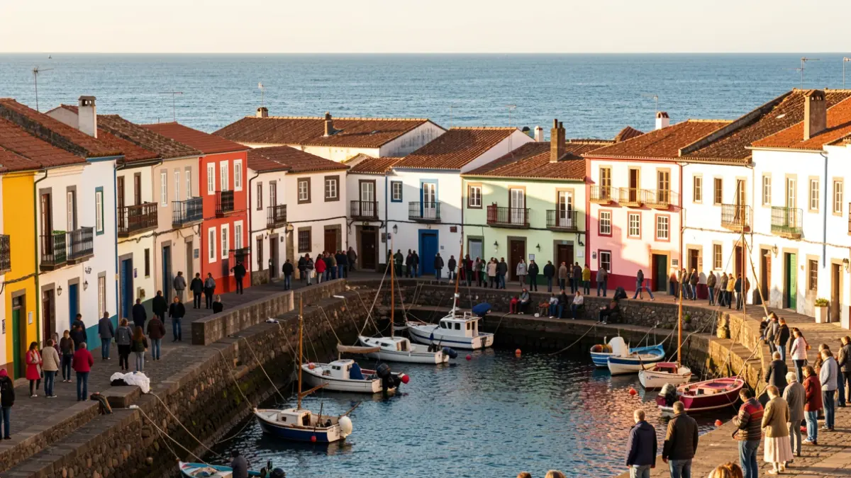 Imagen genérica de un pueblo costero canario con arquitectura tradicional y un puerto.