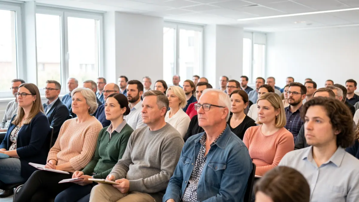 Generic image of a group of people participating in a public speaking workshop.