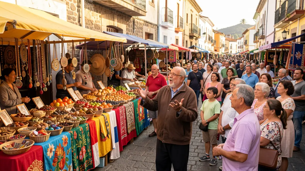 Municipal Market of Villa de Mazo during a poetic improvisation event featuring Canarian and Cuban poets.