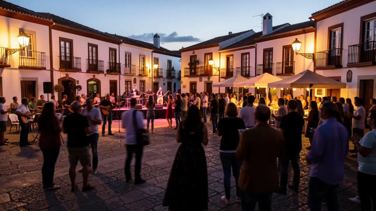 Generic image of a cultural event in a Canarias square at dusk.