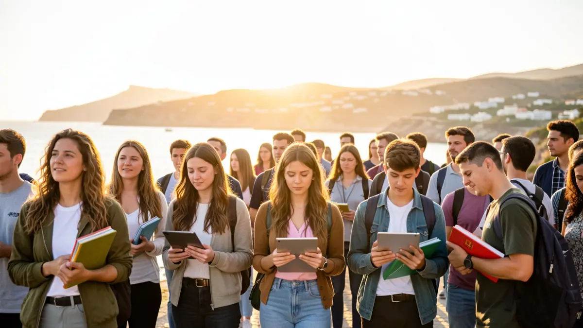 Generic image of young students with books and tablets, symbolizing access to higher education.