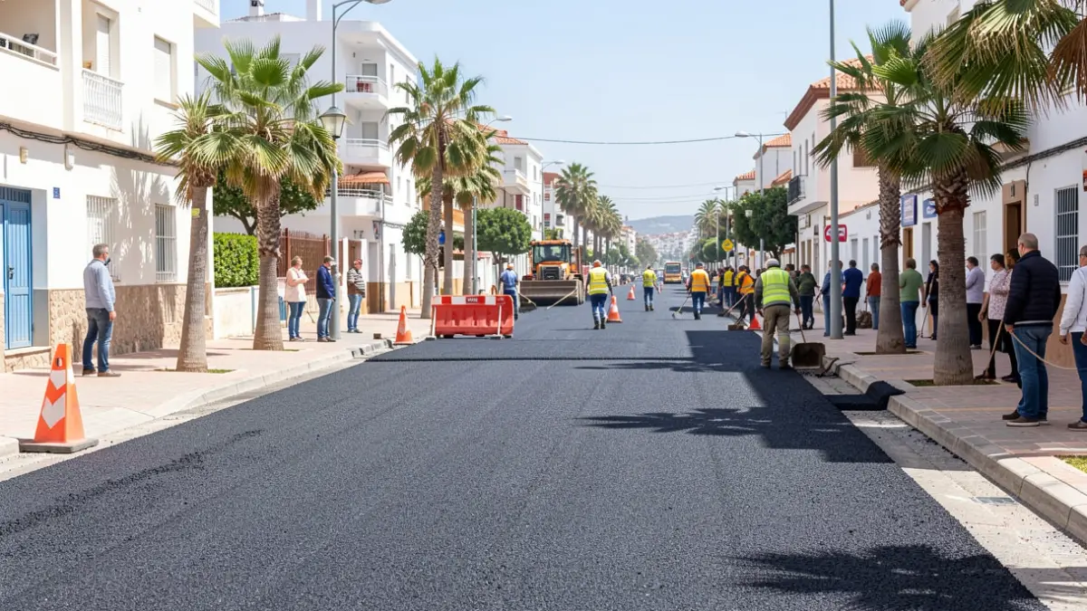 Generic image of asphalt paving work on a street in Canarias.