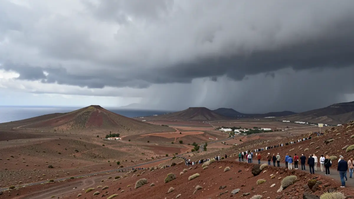 Generic image: with heavy rain visible in the distance.