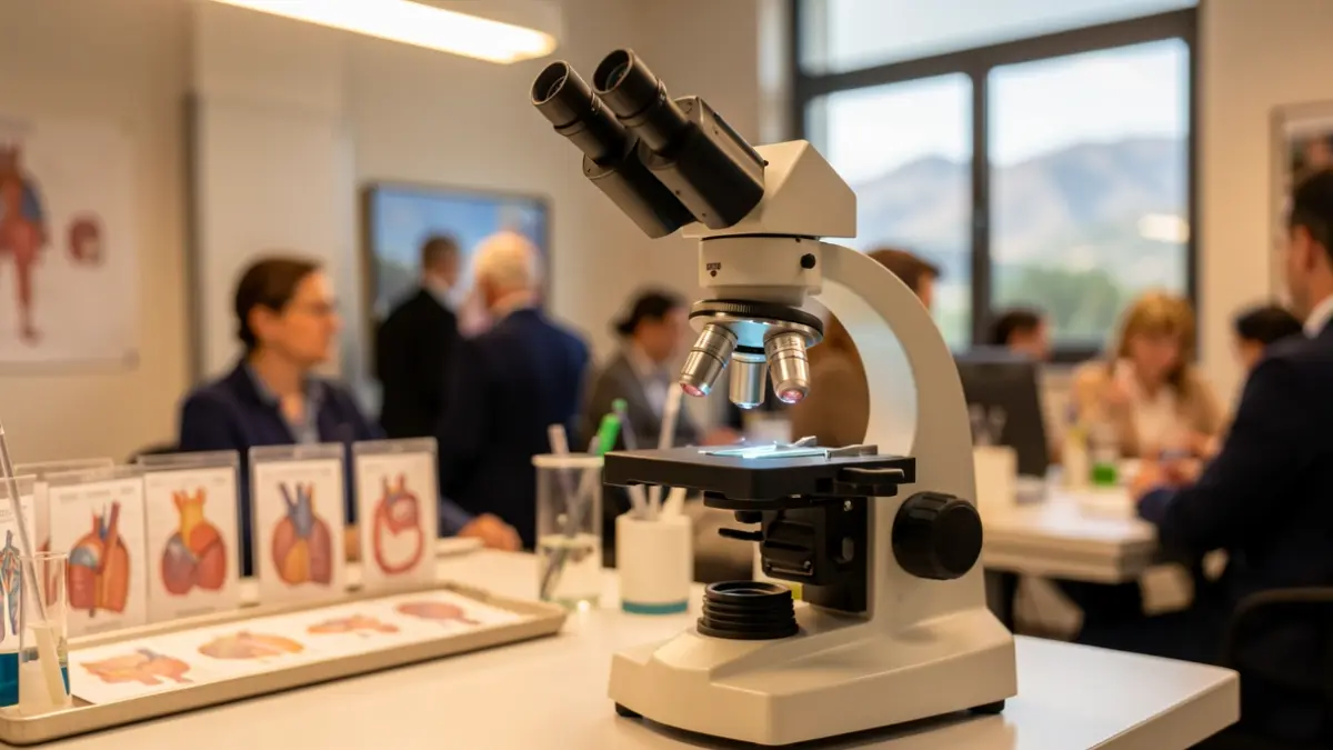 Imagen genérica de un microscopio veterinario en un laboratorio.