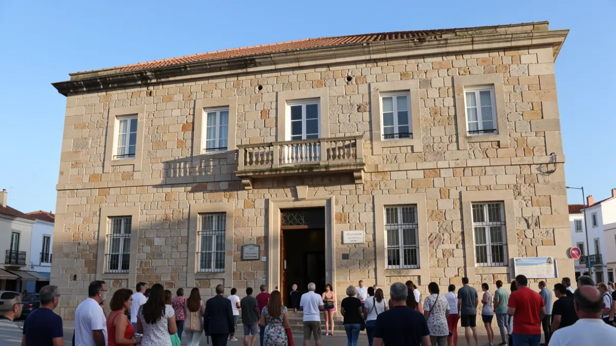 Imagen genérica de la fachada de un ayuntamiento canario con arquitectura tradicional de piedra y un balcón, bajo un cielo azul con luz solar.