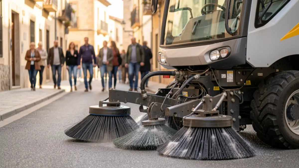 Generic image of modern urban cleaning machinery on a street in Arrecife.