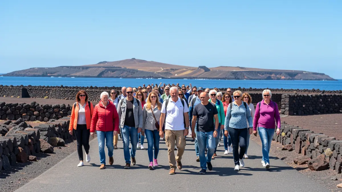 Generic image of people walking in solidarity in Arrecife, Lanzarote.