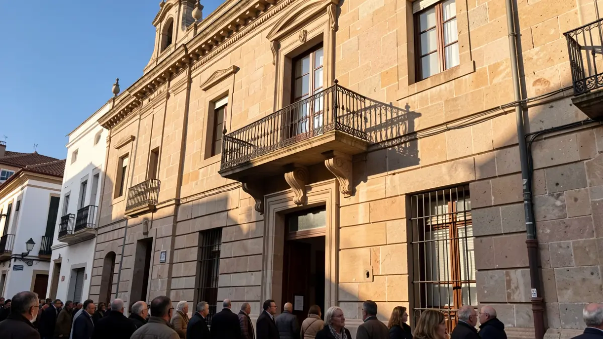 Imagen genérica de la fachada de un ayuntamiento canario con balcón y barandillas de hierro, bajo la luz del sol de la tarde.