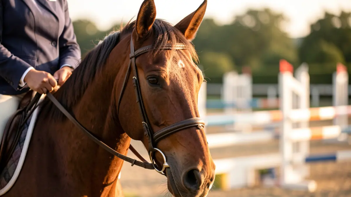 Imagen genérica de un jinete y su caballo en un entorno de competición hípica.