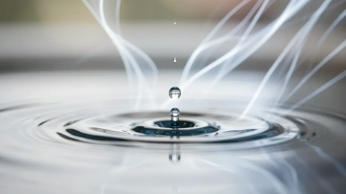 Generic image of a water droplet falling and creating ripples, with abstract energy elements in the background.
