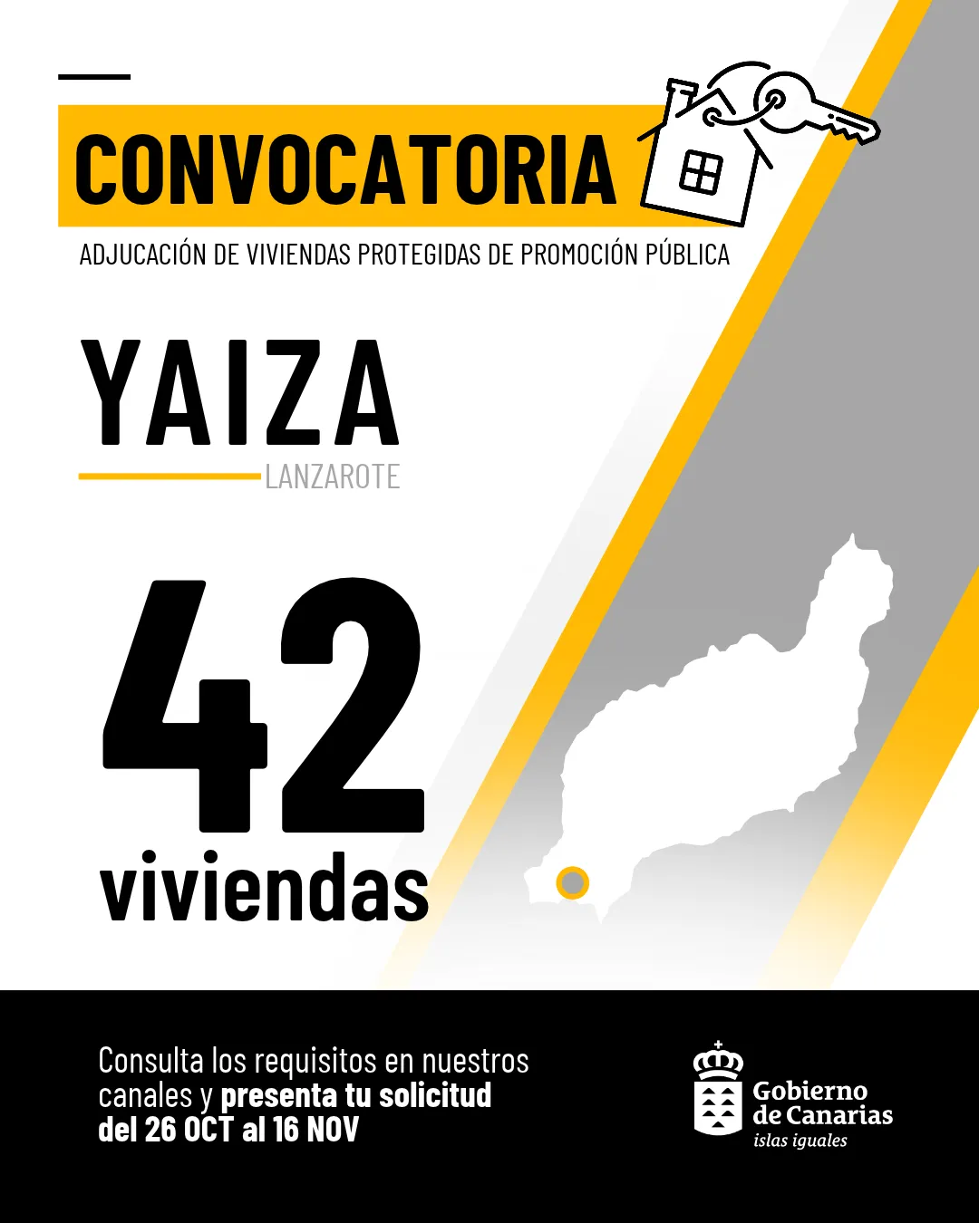 El Gobierno de Canarias inicia el procedimiento para adjudicar 42 viviendas públicas en Yaiza