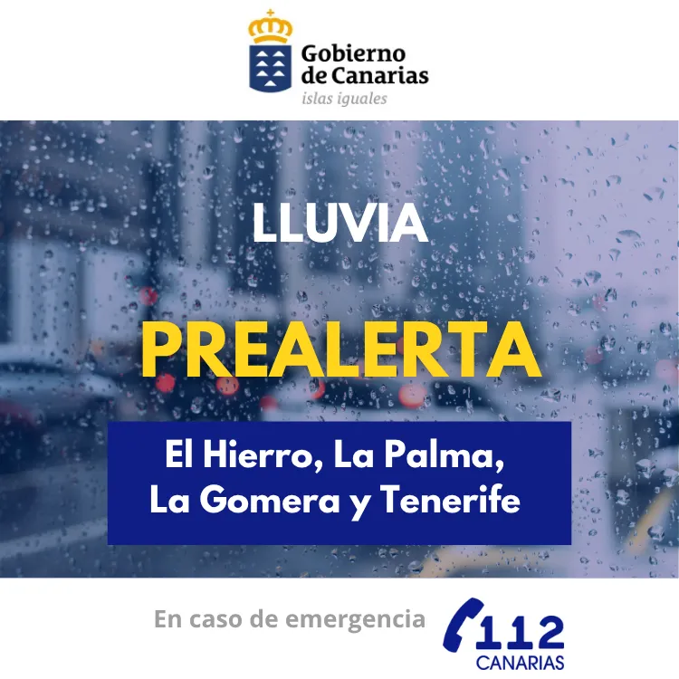 Canarias declara prealerta por lluvias en El Hierro, La Palma, La Gomera y Tenerife