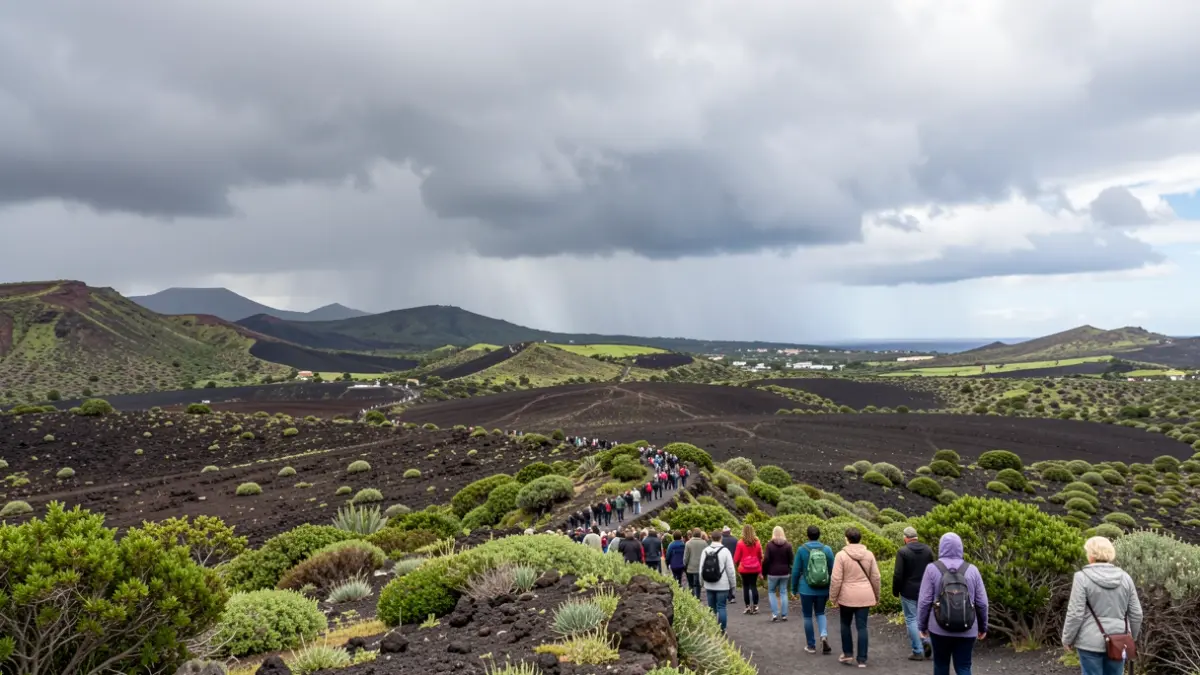 Generic image of a Canary Islands landscape with rain clouds.